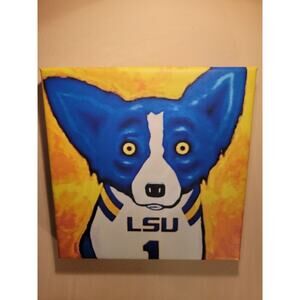 Blue Dog 8X8 on Stretched Canvas fun pop art. LSU